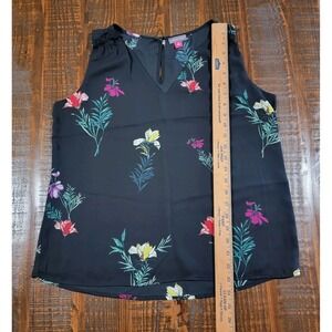 Vince Camuto Top Sleeveless V Neck Lightweight Floral Black Womens M Summer Top